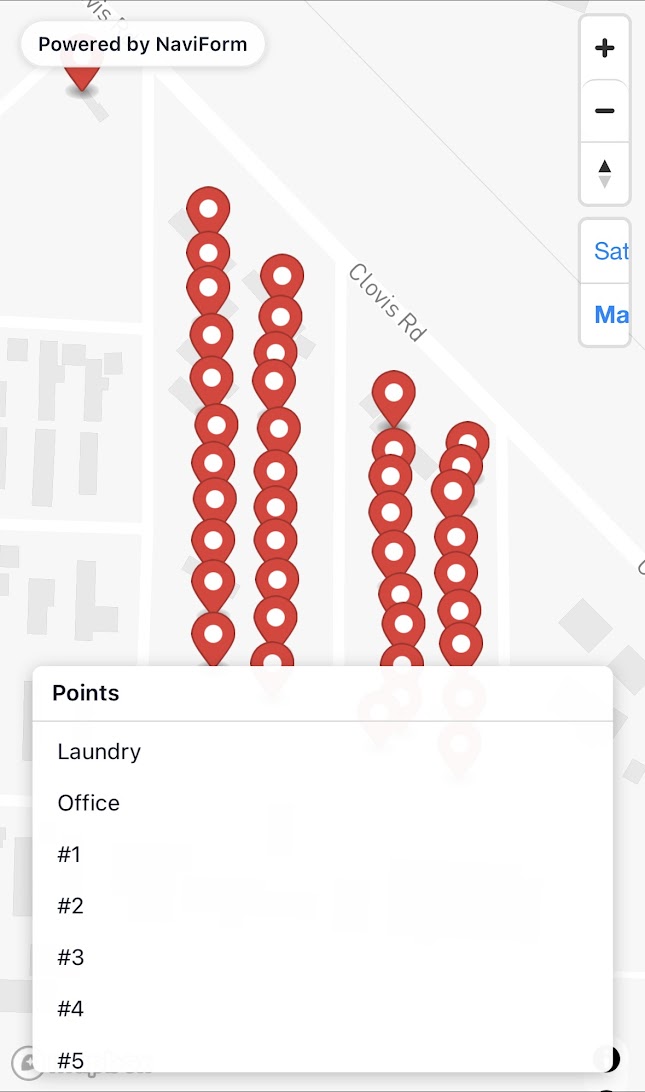 NaviForm property map on a mobile phone